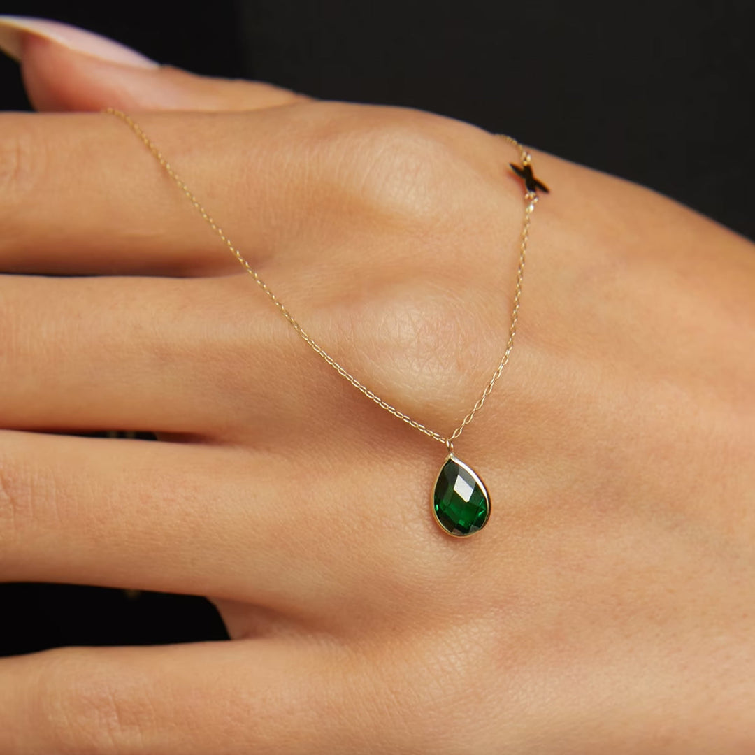 14 Carat Emerald Gold Necklace - prvykol101