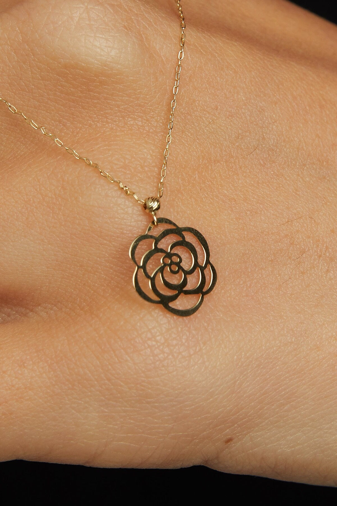 14 Carat Gold Rose Necklace - glkol96