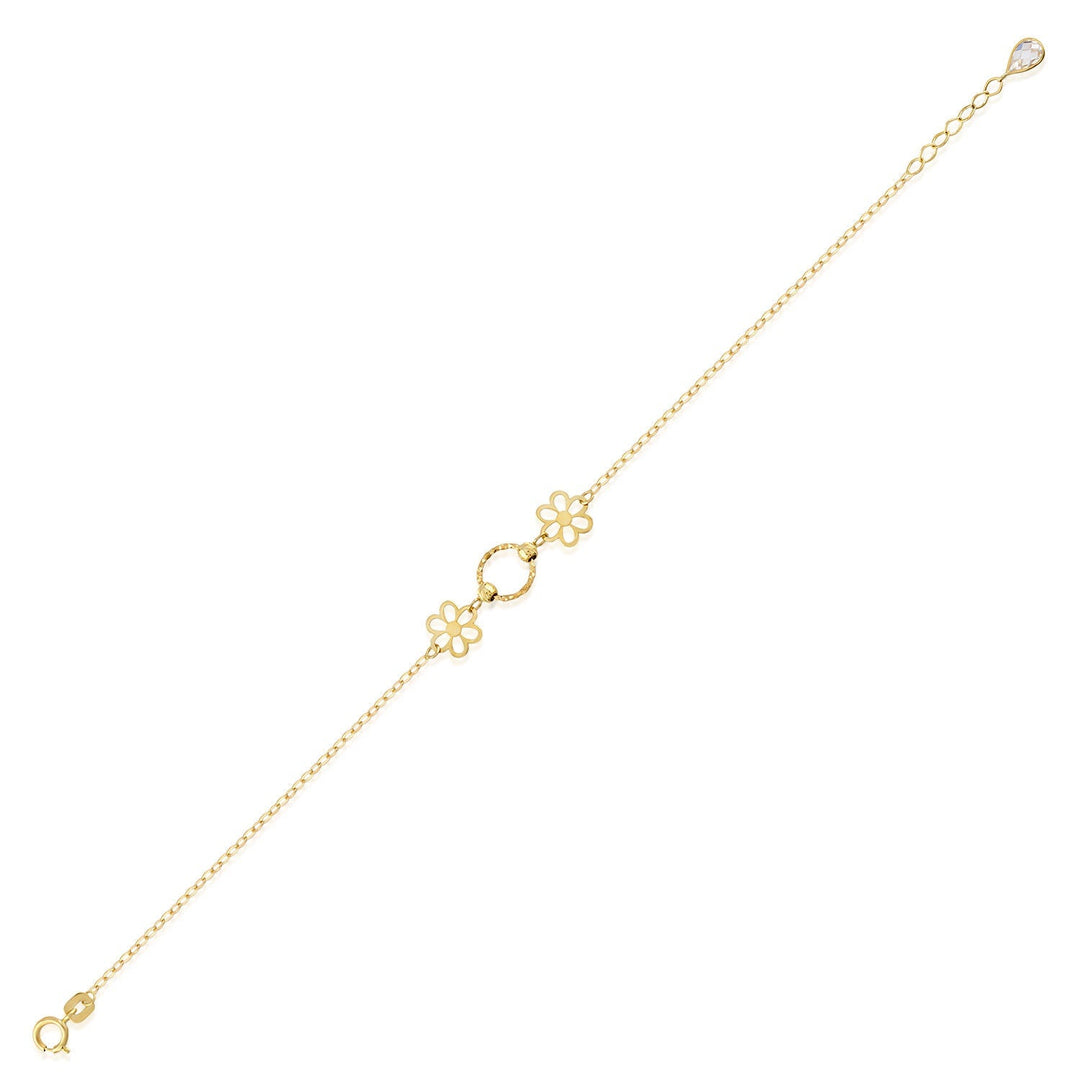 14 Carat Gold Elegant Link Daisy Bracelet- ppthlkbil75