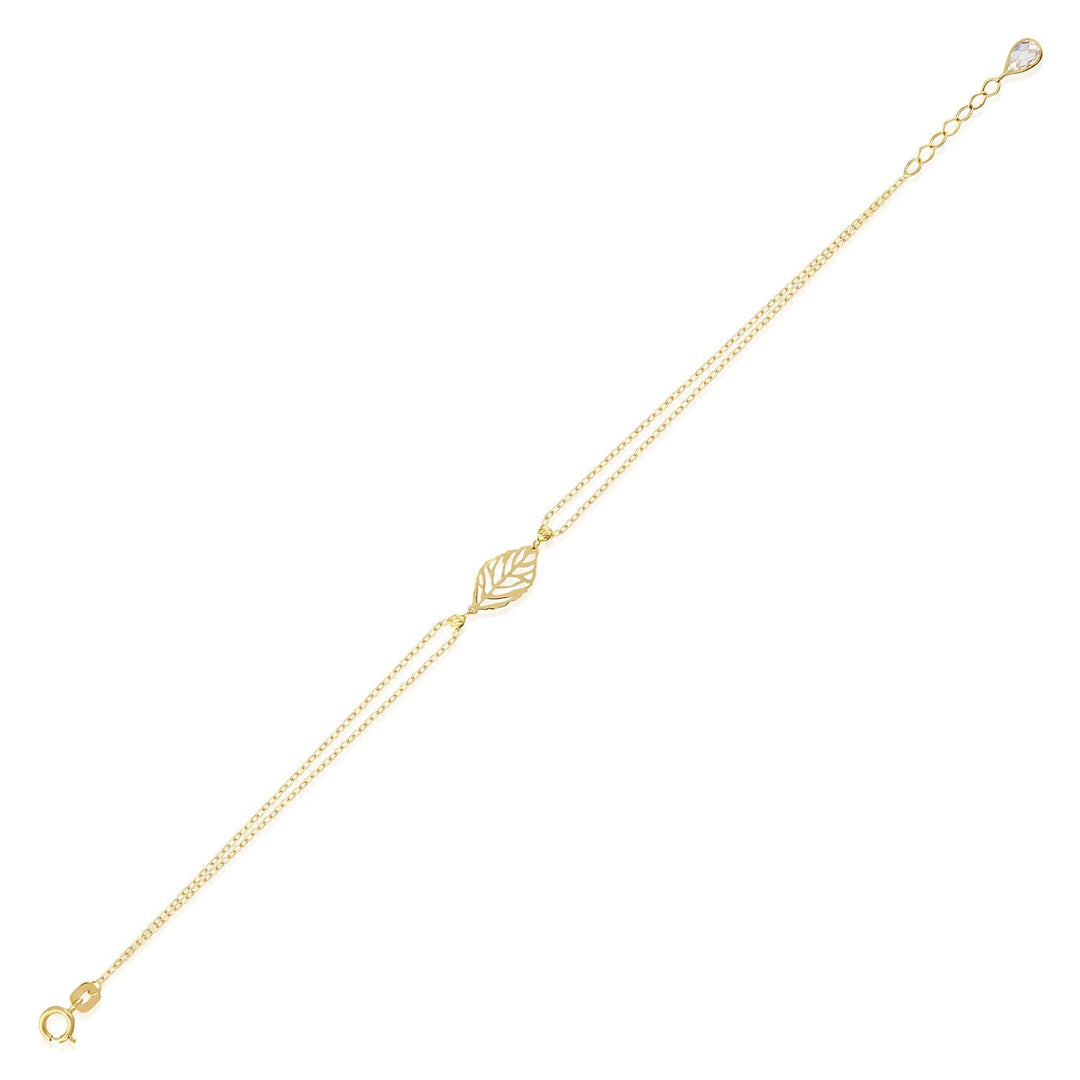 14 Carat Gold Elegant Leaf Bracelet- tpyprbil76