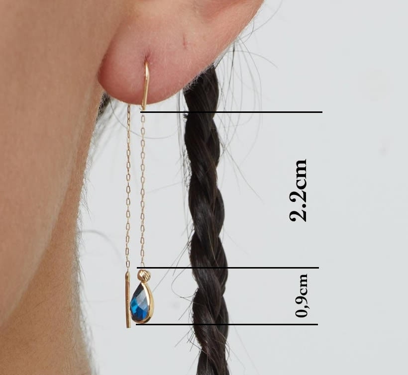 Pair of 14 Carat Gold Sapphire Earrings- dmlsku80