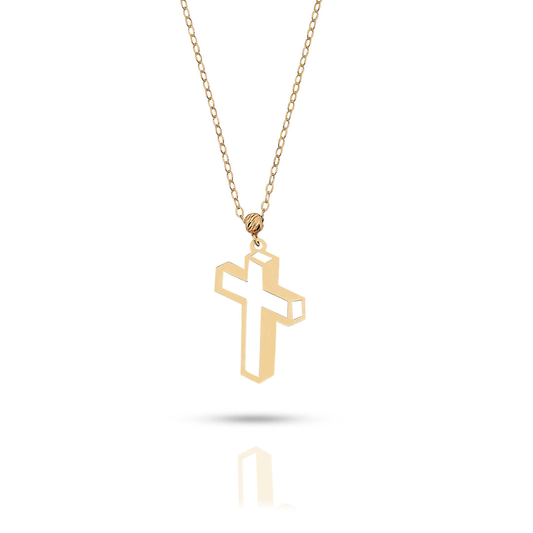 14 Carat Cross Necklace- hc3dkol105