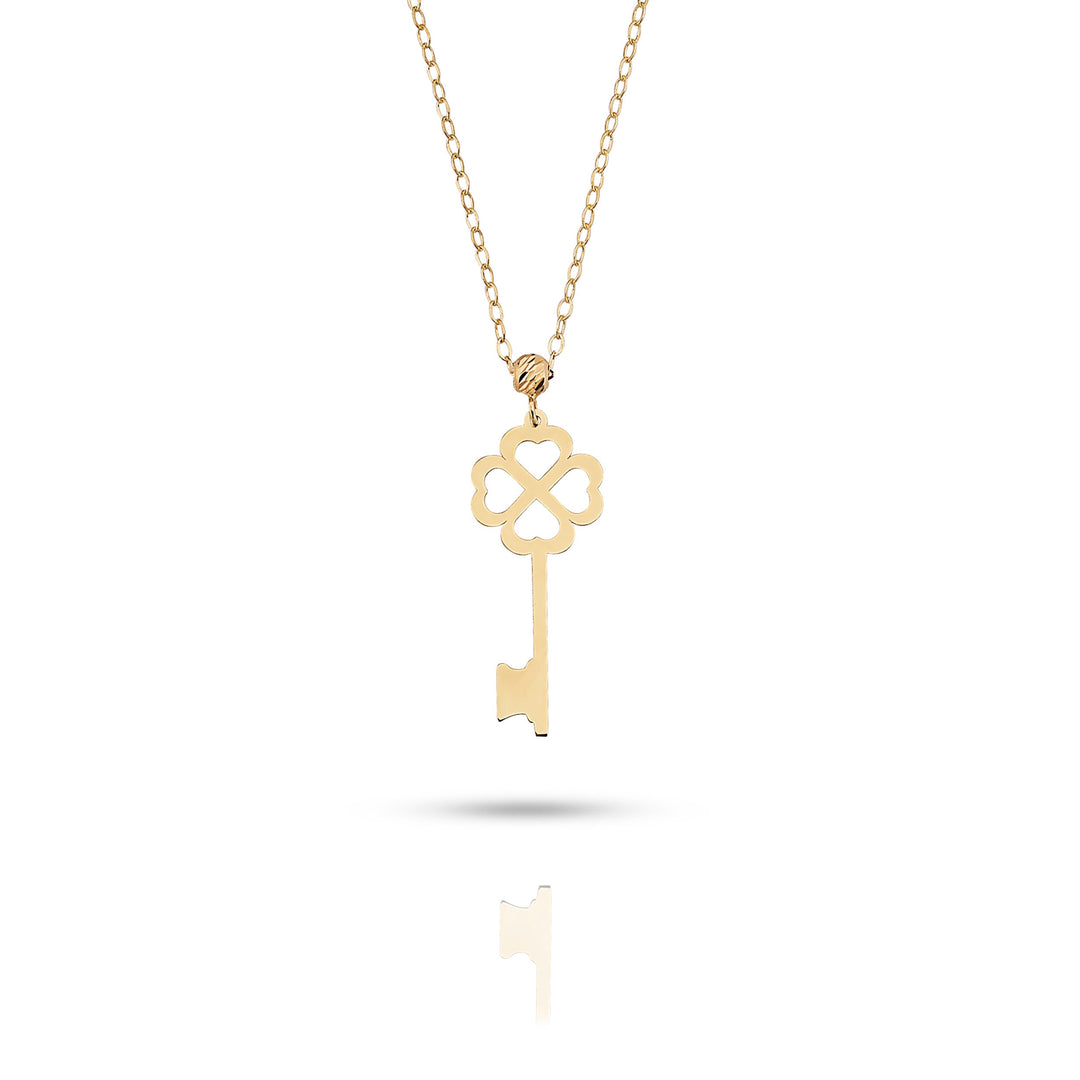14 Carat Gold Key of Luck Necklace- keyclvkol109