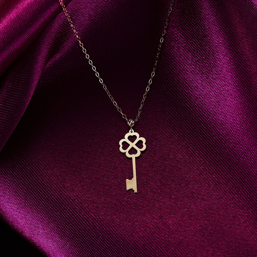14 Carat Gold Key of Luck Necklace- keyclvkol109