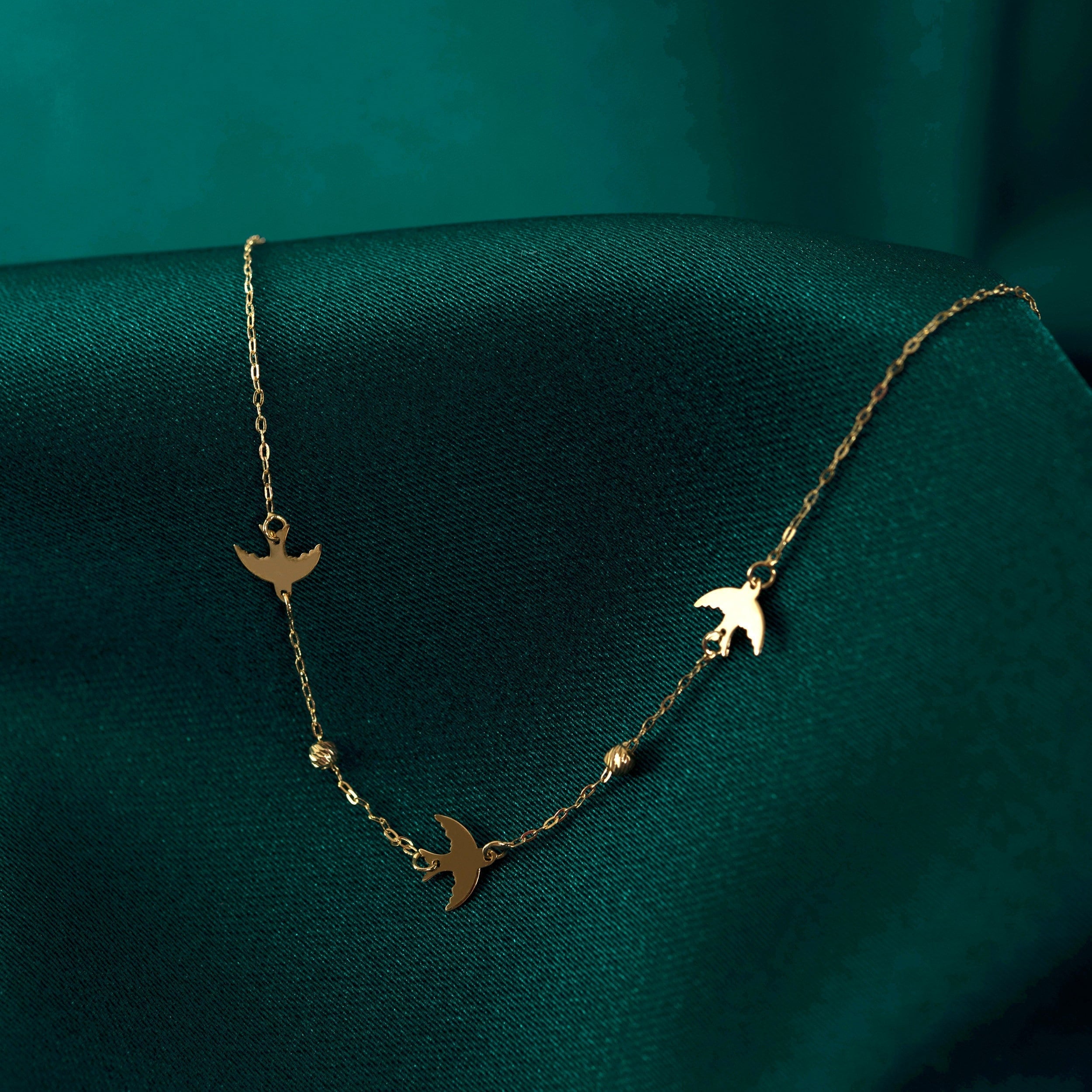 14 Carat Three Birds Gold Necklace - uckuskol88