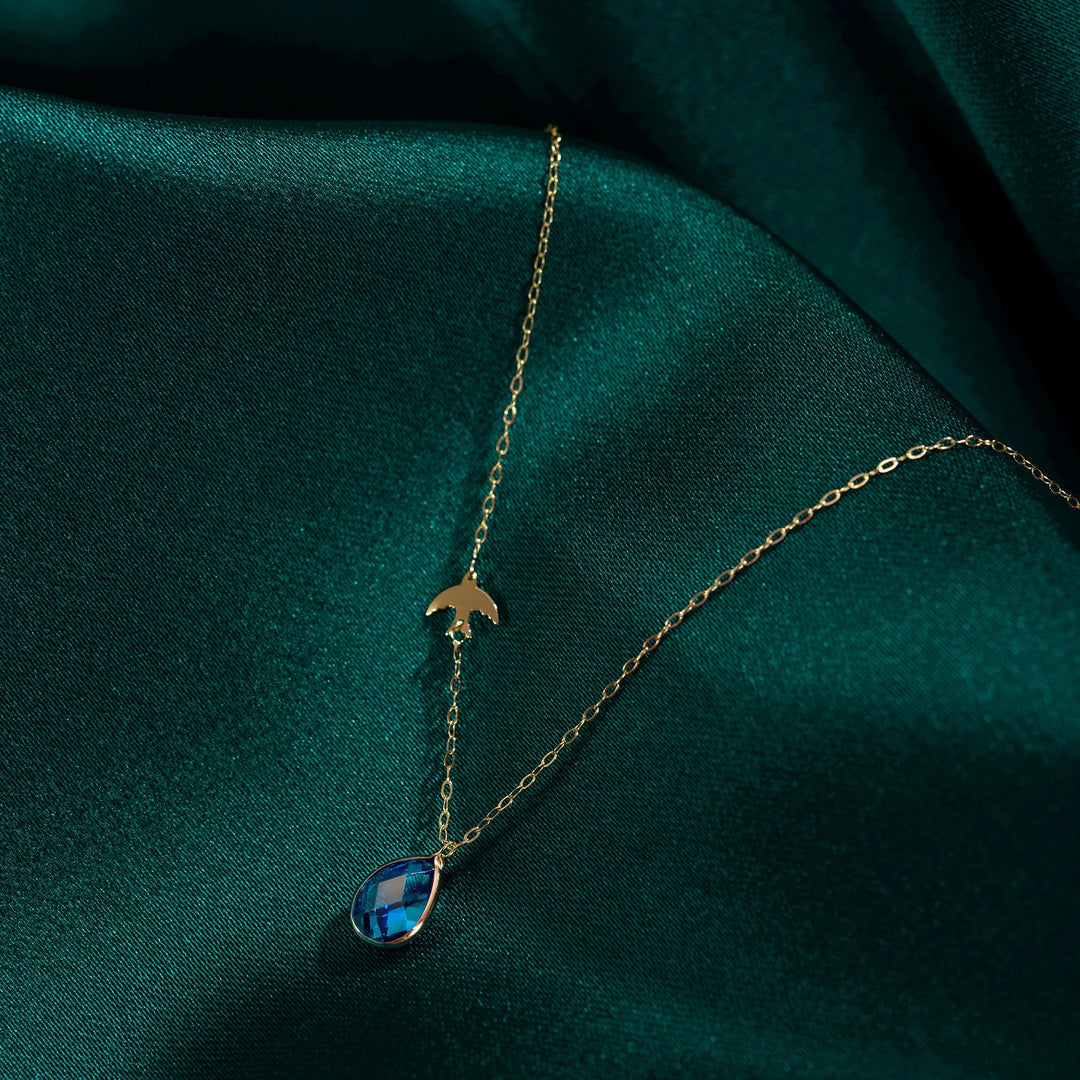 14 Carat Sapphire Bird Gold Necklace - krlmkol104