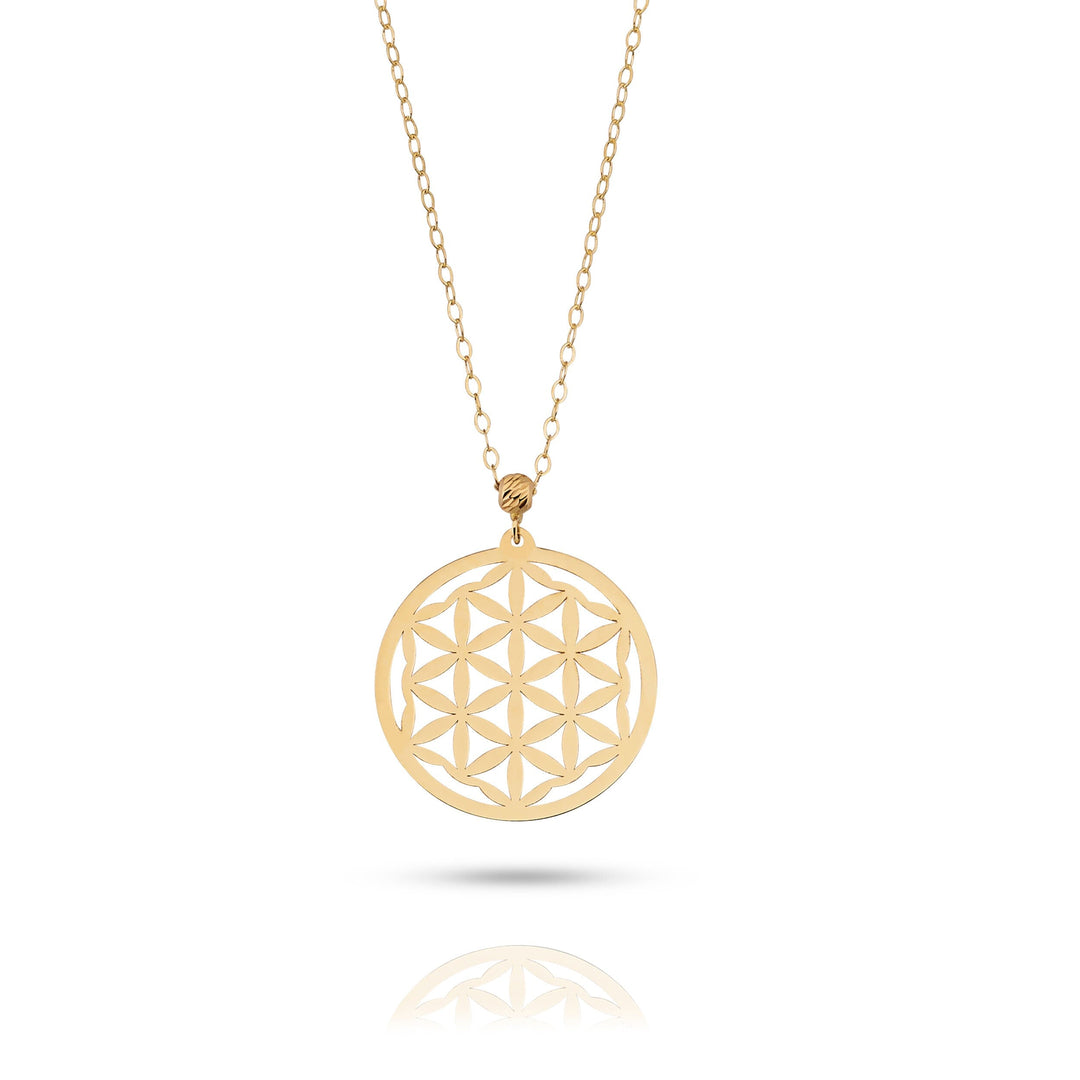 14 Carat Gold Flower of Life Necklace - cckysmkol143
