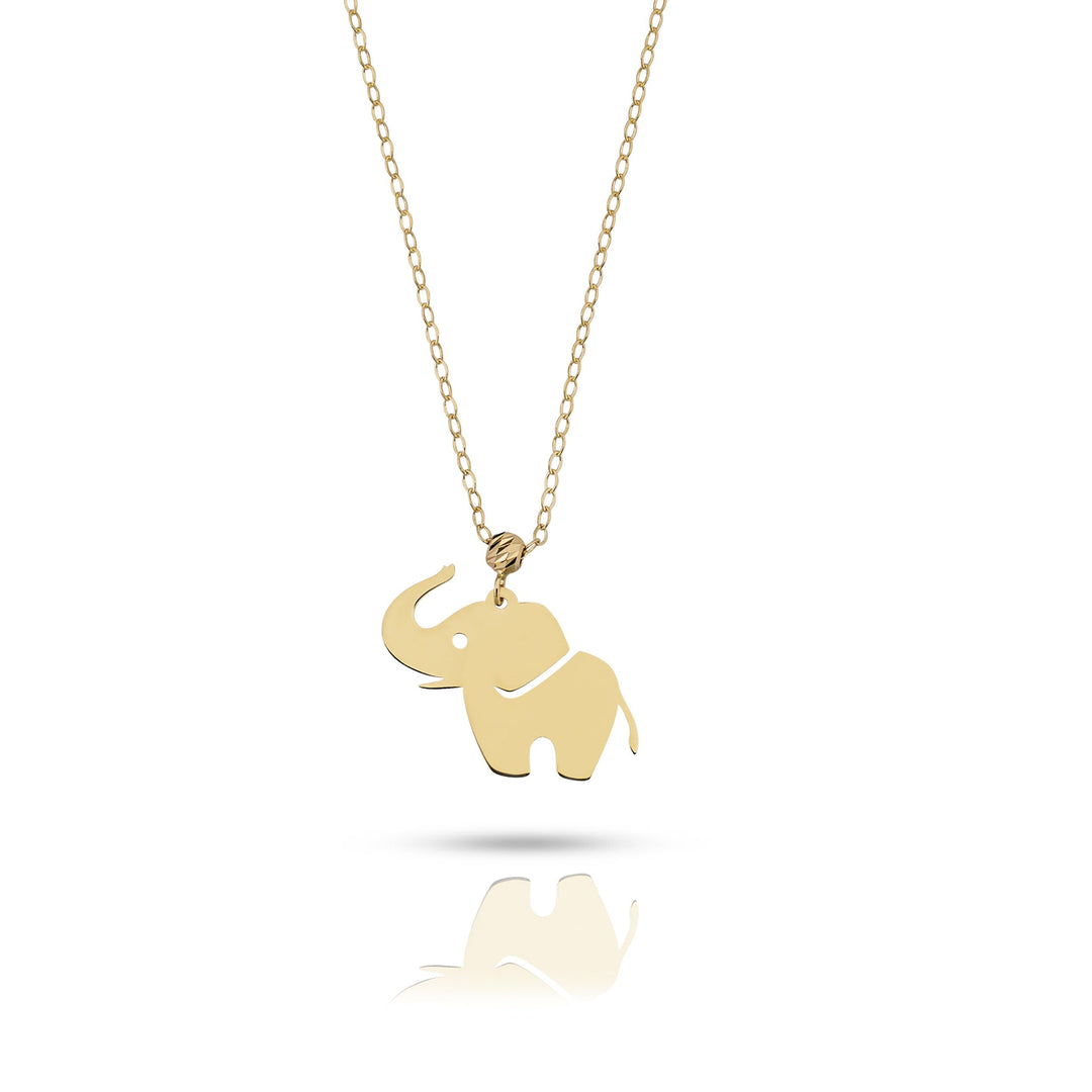14 Carat Gold Elephant Necklace- elphkol113