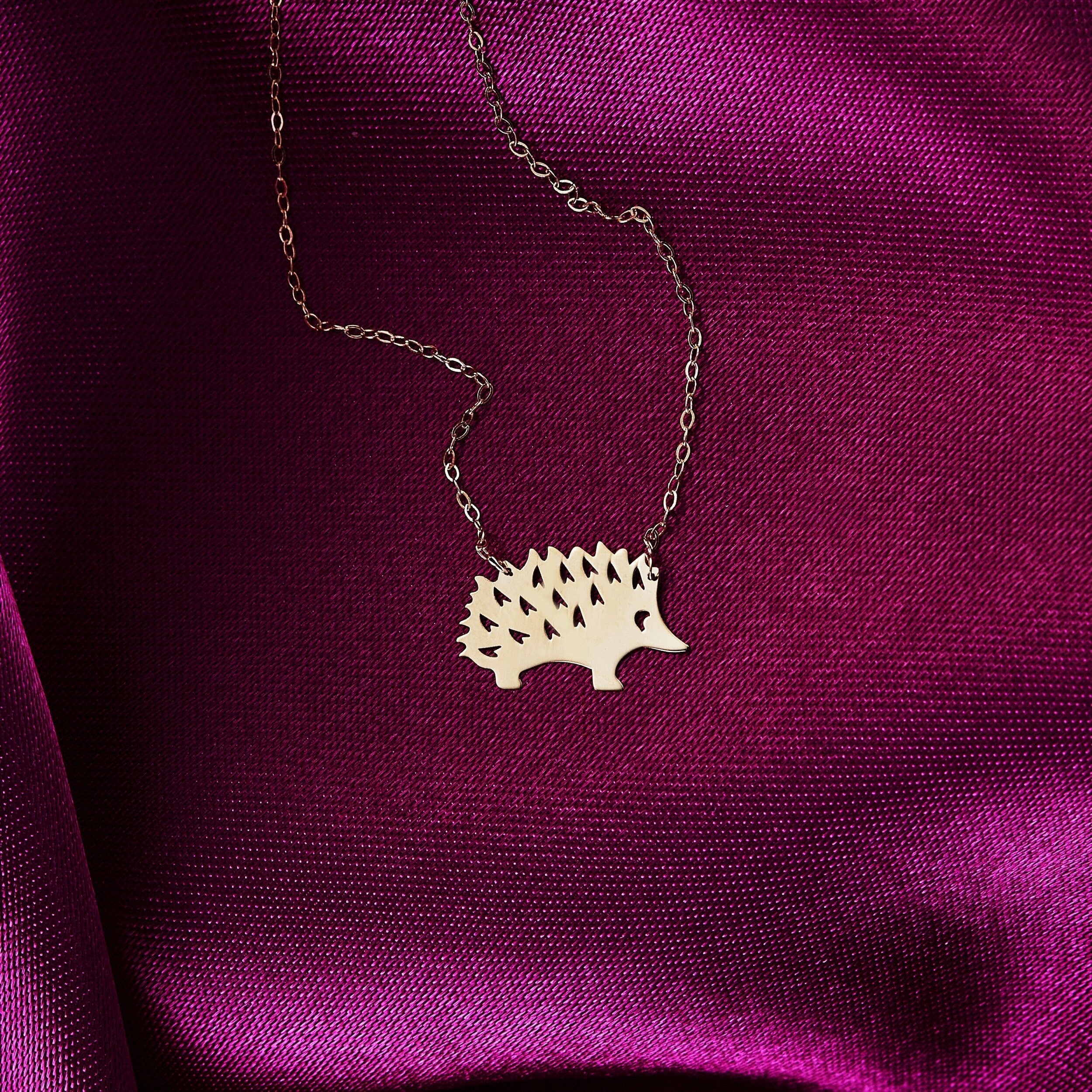 14 Carat Gold Hedgehog Necklace - krpkol104