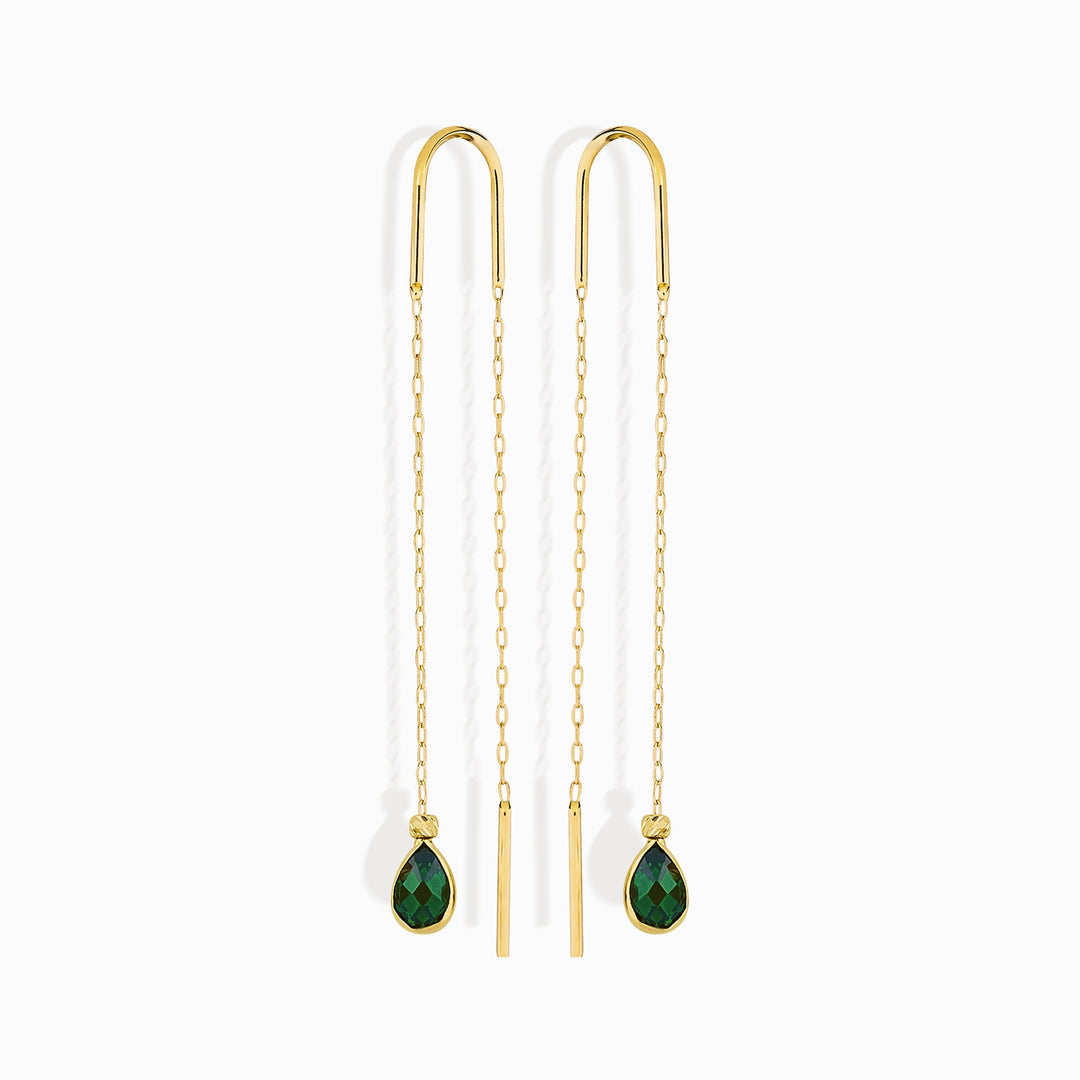 Pair of 14 Carat Gold Emerald Earrings - dmlzku76