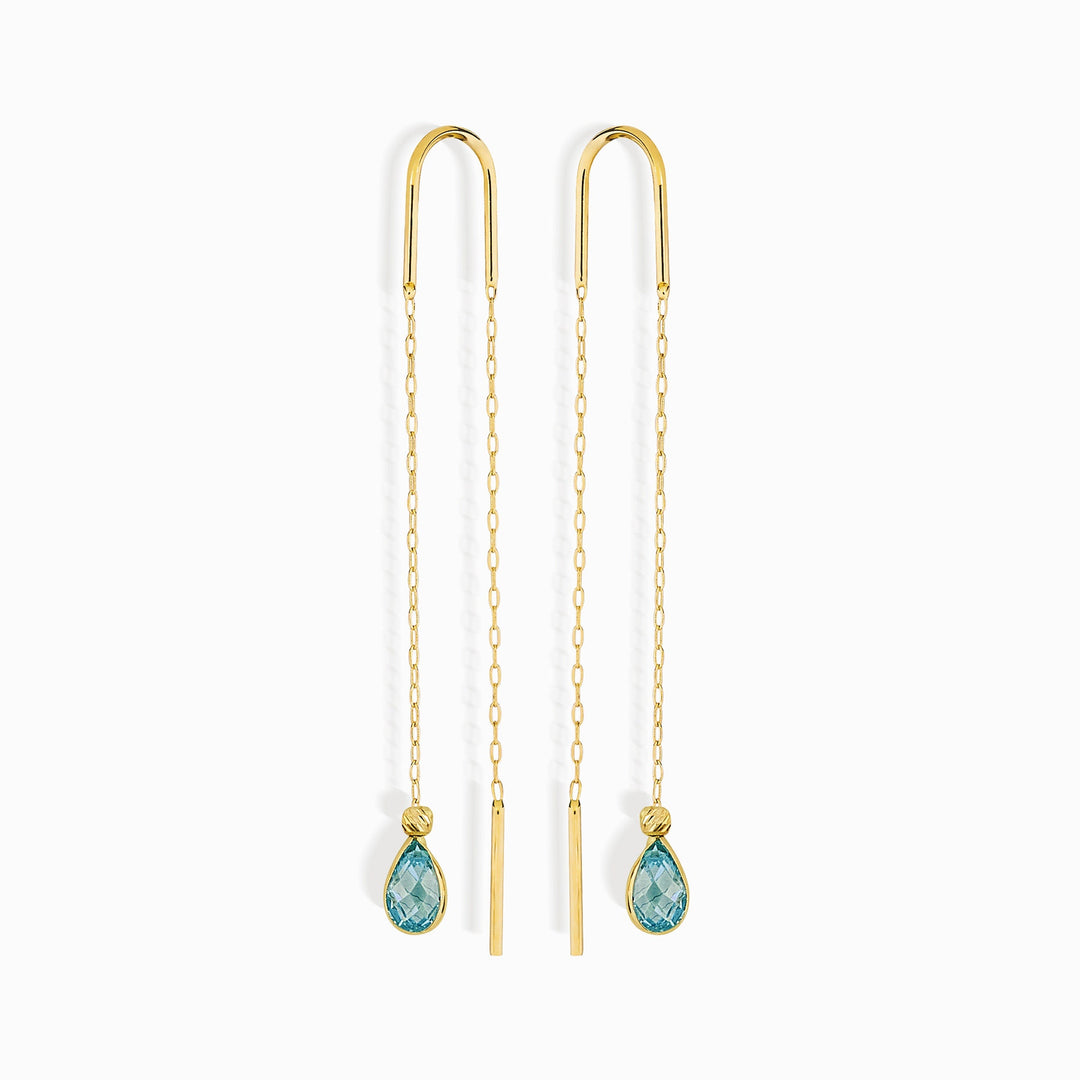 Pair of 14 Carat Gold Aquamarine Earrings- dmlaku79