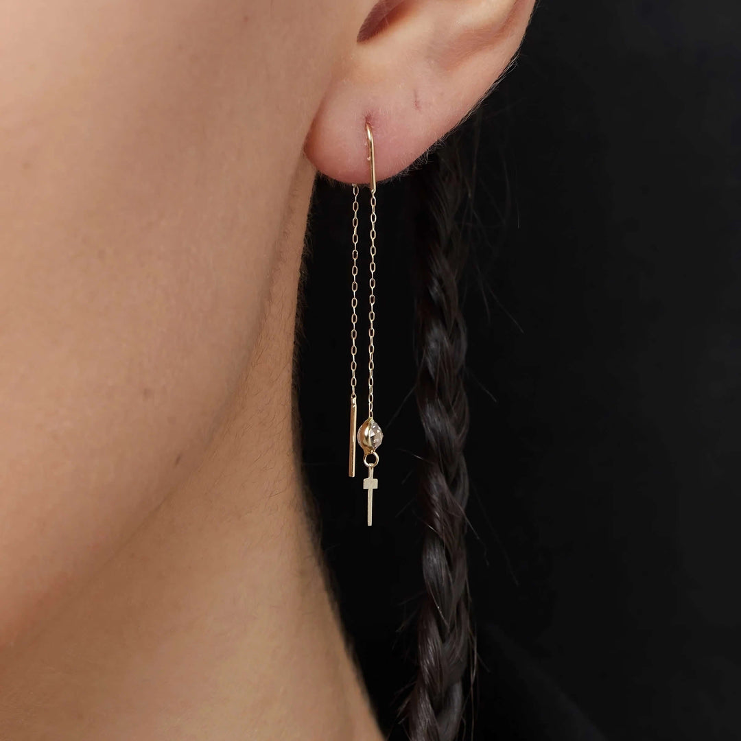 14 Carat Gold Cross Earrings - hvku57