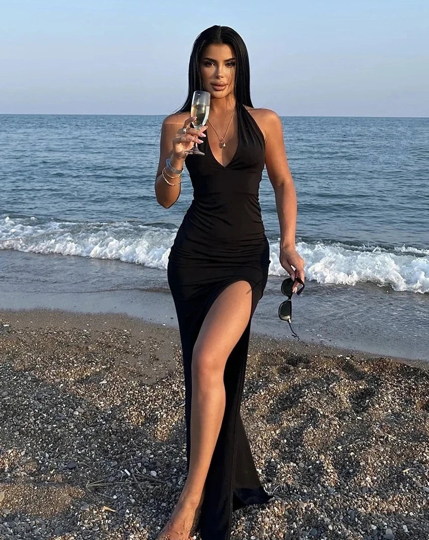 Black Maxi Boy Slit dress