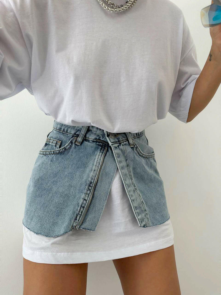 Denim Peplum Belt Blue