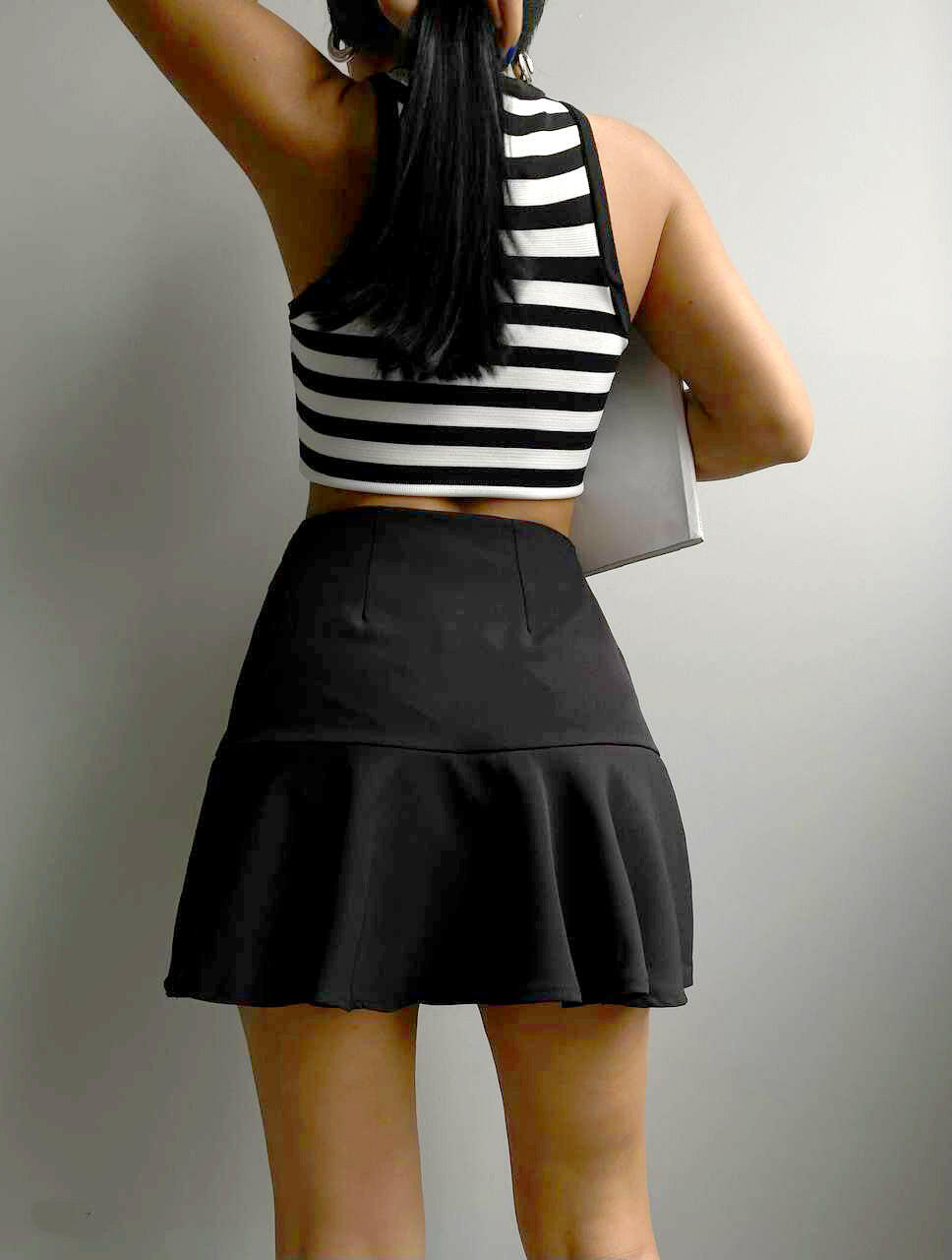 Cute A-Line Mini Skirts in Black - Noxlook.
