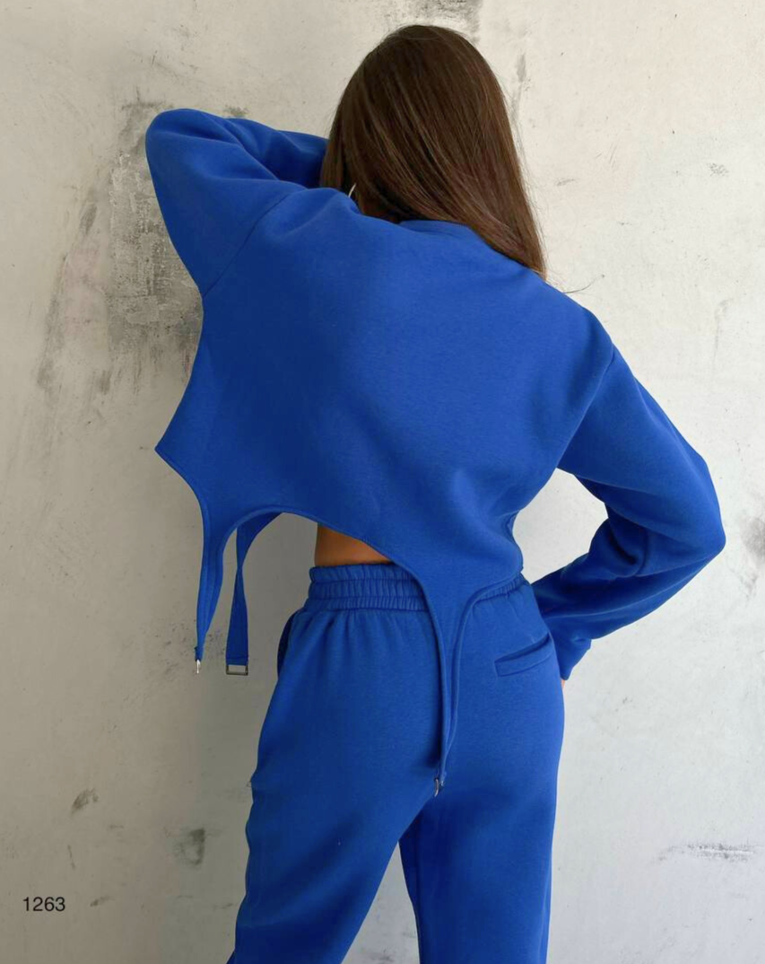 Oval Cut Matching Sweat Suits in Saxe Blue - Noxlook.