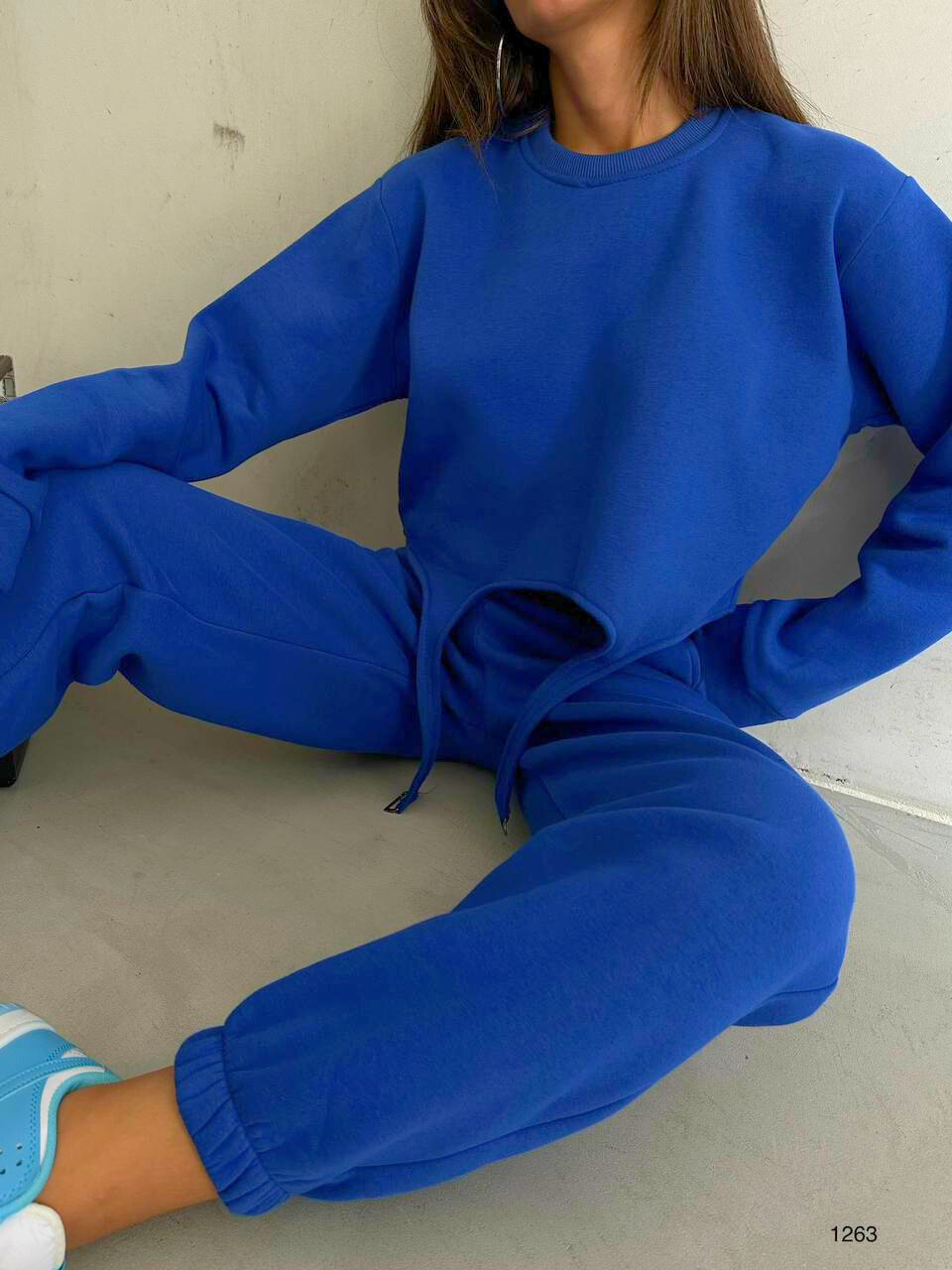 Oval Cut Matching Sweat Suits in Saxe Blue - Noxlook.