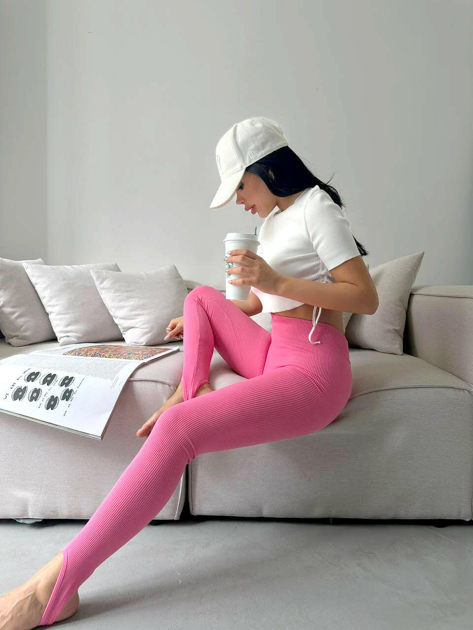 Seamless Stirrup Leggings in Pink - Noxlook